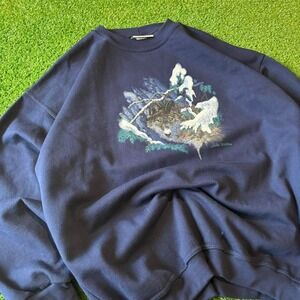Vintage norther collections wolf in nature 90s crewneck sweatshirt Size large